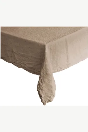 A.U Maison Table Cloth Linen Basic Washed Home Textiles Kitchen Textiles Tablecloths & Table Runners Beige