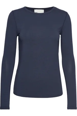 My Essential Wardrobe 18 The Modal Blouse Tops T-shirts & Tops Long-sleeved Navy