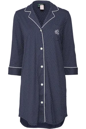 Ralph Lauren Lrl Heritage 3/4 Sl Classic Notch Sleeps Yöpaita Blue
