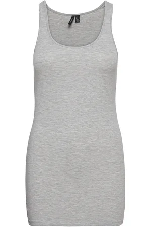 VERO MODA Vmmaxi My Soft Long Tank Top Noos Tops T-shirts & Tops Sleeveless Grey