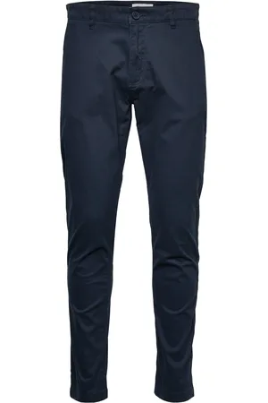 Knowledge Cotton Apparal Luca Slim Twill Chino Pants - Gots/ Bottoms Trousers Chinos Navy