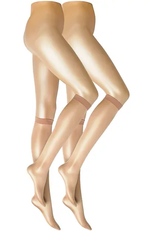 Decoy Knee High Glossy 2-Pk 20 Lingerie Socks Knee High Socks Brown