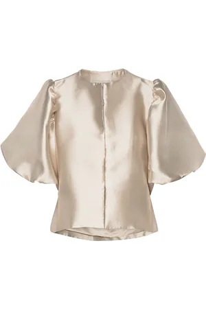 By Malina Cleo Blouse Designers Blouses Short-sleeved Beige