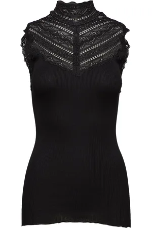 Rosemunde Rwbenita Sl Turtleneck Lace Top Tops T-shirts & Tops Sleeveless Black