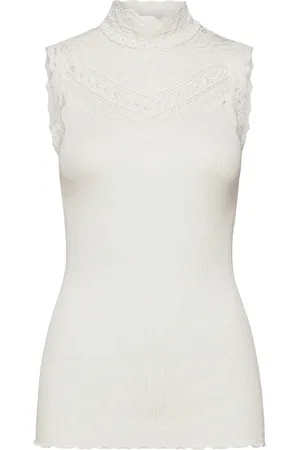 Rosemunde Rwbenita Sl Turtleneck Lace Top Tops T-shirts & Tops Sleeveless White