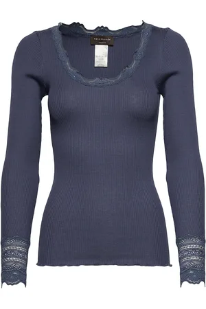 Rosemunde Rwbenita Ls O-Neck Lace T-Shirt Tops T-shirts & Tops Long-sleeved Blue