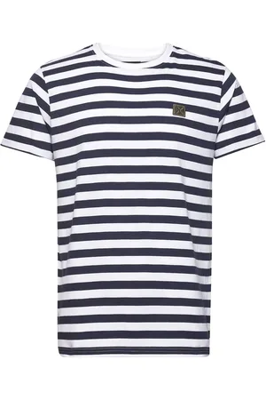 Clean Cut Basic Striped Tee Ss Tops T-shirts Short-sleeved White