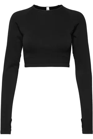 Lindex Sport Top Ella Seamless Long S Sport Crop Tops Long-sleeved Crop Tops Black