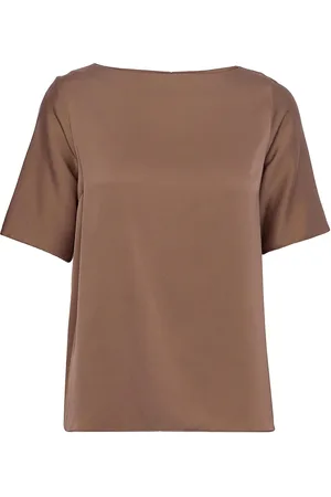 Ahlvar Gallery Yoli Silk Blouse Tops Blouses Short-sleeved Beige