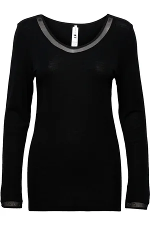 Femilet Juliana T-Shirt Long Sleeve Wool Tops T-shirts & Tops Long-sleeved Black