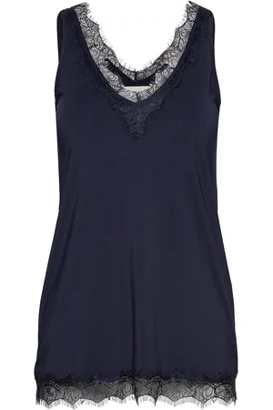 Rosemunde Rwbillie Sl Lace V-Neck Top Tops T-shirts & Tops Sleeveless Navy