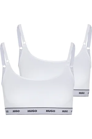 HUGO BOSS Twin Bralette Stripe Lingerie Bras & Tops Soft Bras Tank Top Bras White