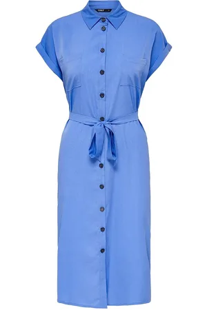 ONLY Onlhannover S/S Shirt Dress Noos Wvn Polvipituinen Mekko Blue