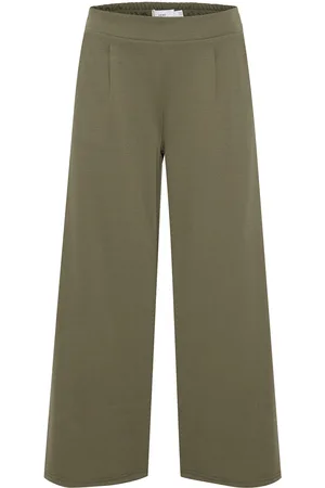 Ichi Ihkate Sus Wide Pa Bottoms Trousers Wide Leg Khaki Green