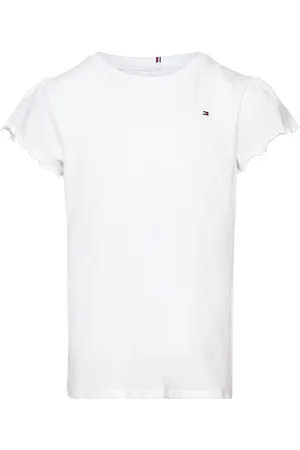 Tommy Hilfiger Essential Ruffle Sleeve Top Ss Tops T-shirts Short-sleeved White