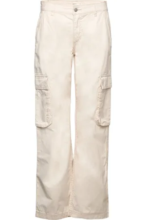 Gina Tricot Low Waist Cargo Jeans Bottoms Trousers Cargo Pants Cream