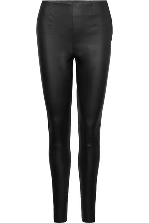 DEPECHE Stretch Legging Bottoms Trousers Leather Leggings-Housut Black