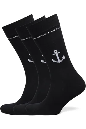 Makia Anchor Socks Underwear Socks Regular Socks Black