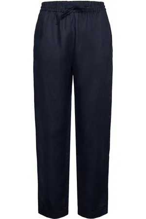 Rosemunde Linen Trousers Bottoms Trousers Straight Leg Navy
