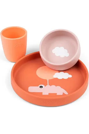 Done by Deer Silic Dinner Set Happy Clouds Papaya Home Meal Time Dinner Sets Orange D By Deer