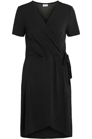 VILA Vinayeli S/S Knee Wrap Dress/Su - Noos Polvipituinen Mekko Black