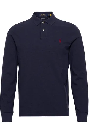 Ralph Lauren Custom Slim Fit Mesh Polo Shirt Tops Polos Long-sleeved Blue