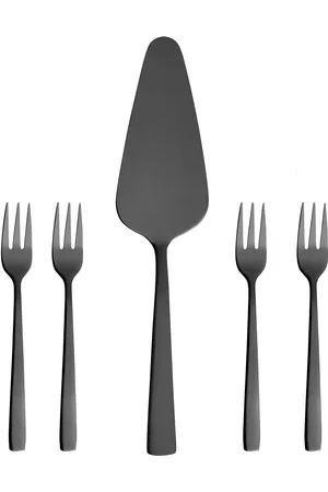 aida Raw - Bestik 5 Dele Kagesæt Blank Sort Belægning 4 X Kagegaffel, 1 X Kagespade Gaveæske Home Tableware Cutlery Cutlery Set Multi/patterned