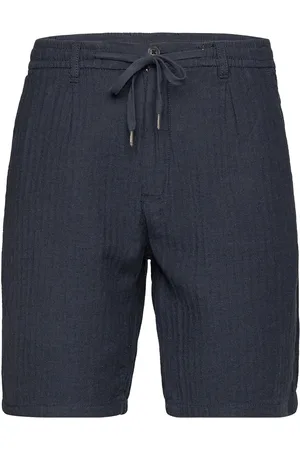 Lindbergh Linen Blend Herringb Short Bottoms Shorts Casual Blue