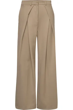 2nd Day 2Nd Almeida - Daily Satin Touch Bottoms Trousers Wide Leg Beige
