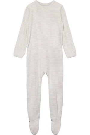 Copenhagen Colors Striped Jersey Full Body W. Back Opening Pitkähihainen Body Grey