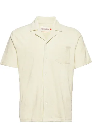 Revolution Terry Short-Sleeved Cuban Shirt Tops Shirts Short-sleeved Cream
