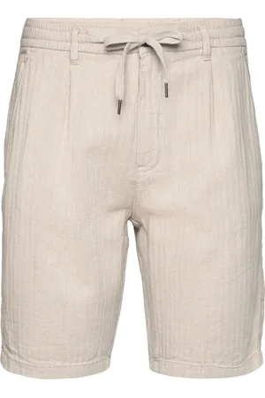 Lindbergh Linen Blend Herringb Short Bottoms Shorts Casual Beige