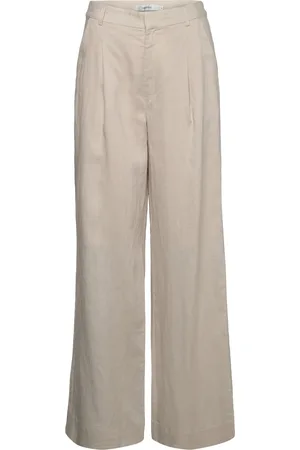 Gestuz Paulagz Linen Mw Wide Pants Noos Bottoms Trousers Suitpants Beige