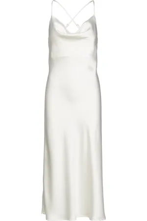 Object Objsateen S/L Midi Dress E Div Maksimekko Juhlamekko White