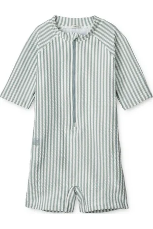 Liewood Max Seersucker Shortsleeve Swim Jumpsuit Swimwear Uv Clothing Uv Suits Blue