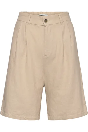 ONLY Onlcaro Hw Wide Linen Bl Shorts Cc Tlr Bottoms Shorts Bermudas Beige