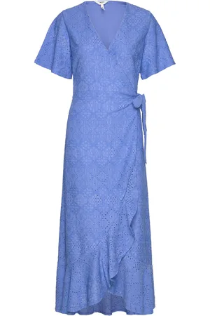 Object Objfeodora S/S Wrap Dress 127 Maksimekko Juhlamekko Blue