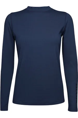 Backtee Ladies First Skin Round Neck Sport T-shirts & Tops Long-sleeved Navy
