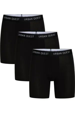 URBAN QUEST 3-Pack Men Bamboo Long Leg Tights Bokserit Black