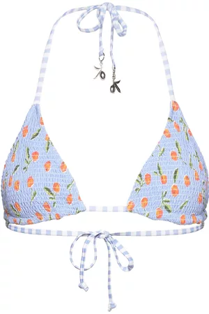 Seafolly Naiset Kolmio Bikinit - Summer Crush Shirred Reversible Slide Tri Swimwear Bikinis Bikini Tops Triangle Bikinitops Sininen
