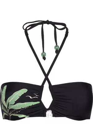 Seafolly Naiset Bikinit - Palm Paradise Diamond Wire Bandeau Swimwear Bikinis Bikini Tops Bandeau Bikinitops Musta