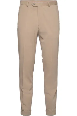Oscar Jacobson Denz Turn Up Trousers Designers Trousers Formal Beige