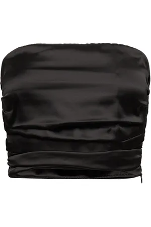 Gina Tricot Pleated Tube Top Tops Crop Tops Sleeveless Crop Tops Black