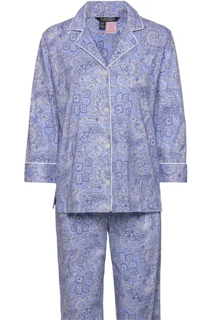 Ralph Lauren Lrl Heritage 3/4 Sl Classic Notch Pj Set Pyjama Blue