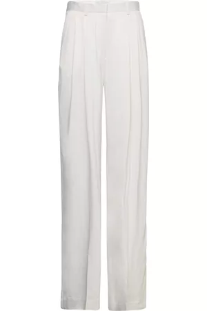Dagmar Naiset Leveälahkeiset - Wide Suit Pant Trousers Suitpants Valkoinen