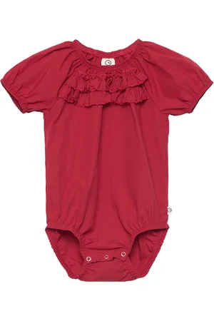 Green Cotton Poplin Bell S/S Body Bodies Short-sleeved Red