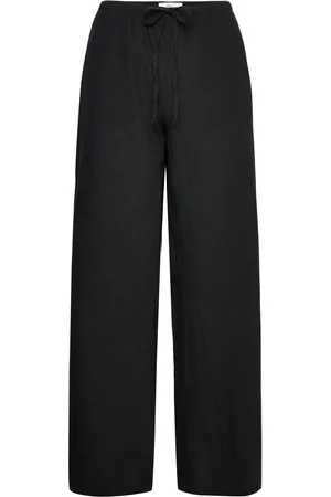 Gina Tricot Linen Blend Trousers Bottoms Trousers Linen Trousers Black