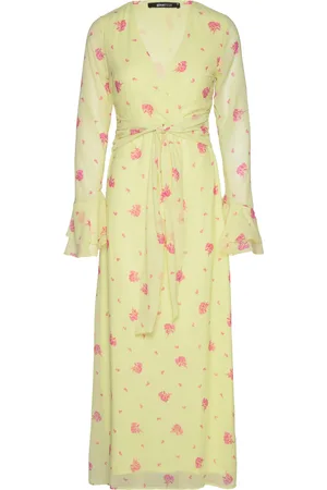 Gina Tricot Chiffon Tie Front Maxi Dress Maksimekko Juhlamekko Yellow