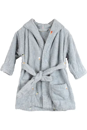Filibabba Embroidered Bathrobe 1-2 Years - Pearl Blue Aamutakki Kylpytakki Blue