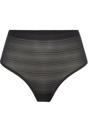 Chantelle Soft Stretch Stripes High Waist Thong Designers Panties Thong Black